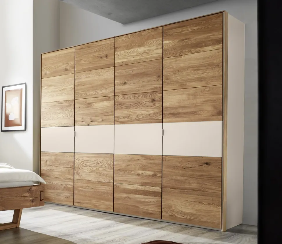 Kleiderschrank 4-trg. 245cm 'Salerno' Wildeiche & MDF creme