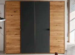 Kleiderschrank 4-trg. 245cm 'Salzburg' Wildeiche & Glas anthrazit