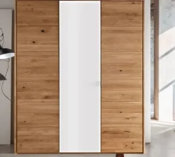 Kleiderschrank 3-trg. 185cm 'Salzburg' Wildeiche & Glas weiß