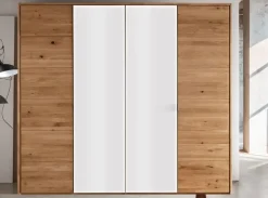 Kleiderschrank 4-trg. 245cm 'Salzburg' Wildeiche & Glas weiß