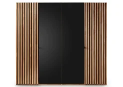 Kleiderschrank 4-trg. 240cm Wildeiche massiv 'Dallas' geölt & schwarz