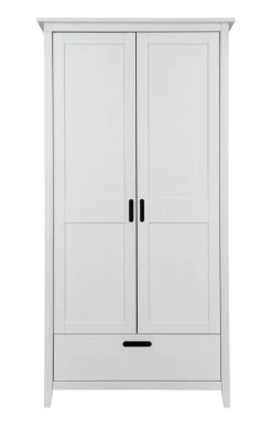 Kleiderschrank 2-trg. "Maja" 100cm Kiefer massiv weiß lackiert