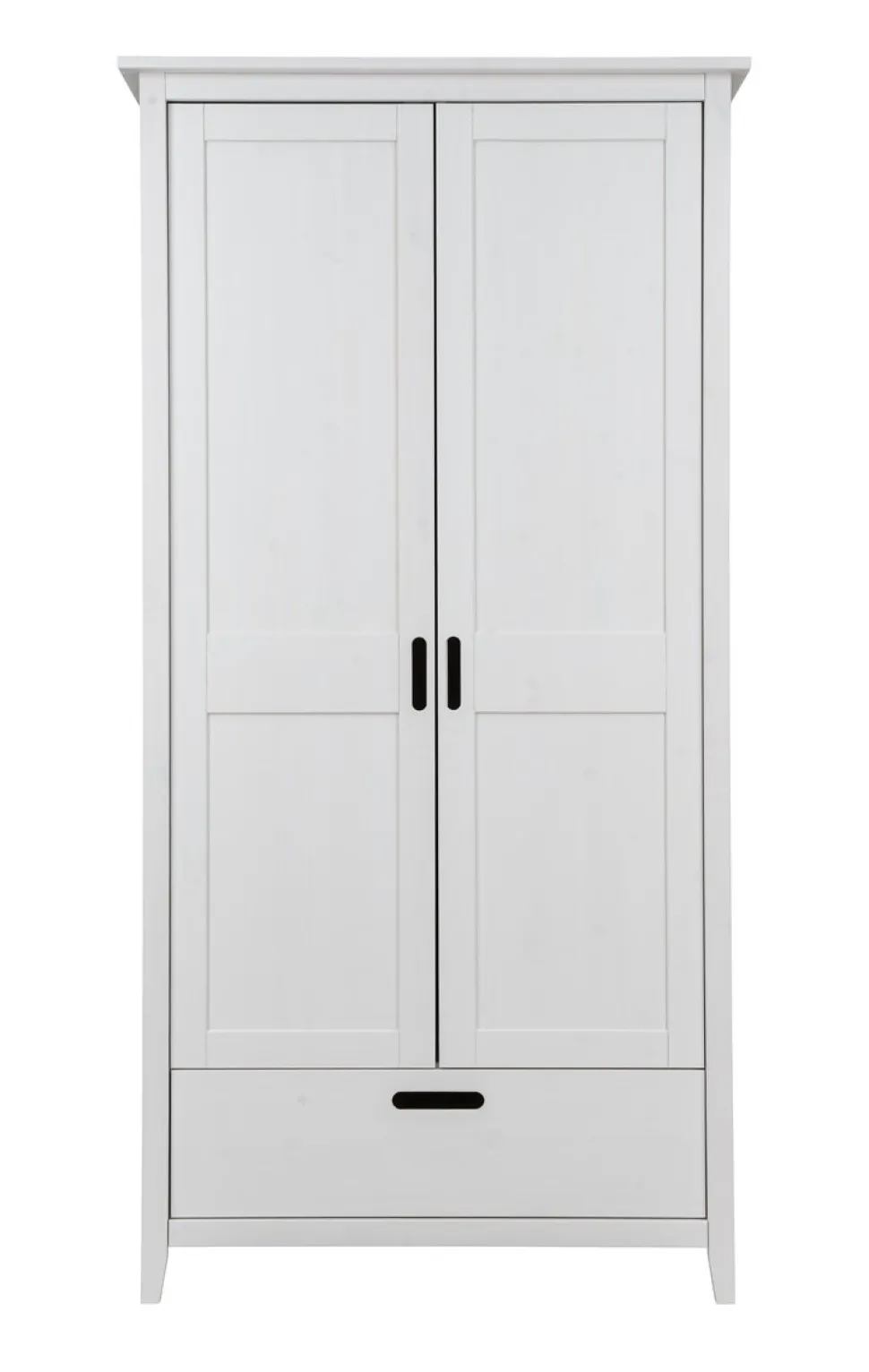 Kleiderschrank 2-trg. "Maja" 100cm Kiefer massiv weiß lackiert