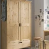 Kleiderschrank 2-trg. "Maja" 100cm Kiefer massiv laugenfarbig
