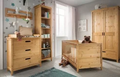 Kleiderschrank 2-trg. "Maja" 100cm Kiefer massiv laugenfarbig