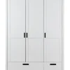 Kleiderschrank 3-trg. "Maja" 144cm Kiefer massiv weiß lackiert