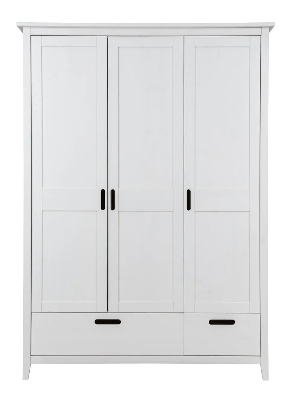 Kleiderschrank 3-trg. "Maja" 144cm Kiefer massiv weiß lackiert