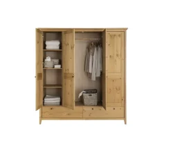 Kleiderschrank verschieden Breiten 'Jana' Kiefer massiv laugenfarbig 5-trg. 230cm