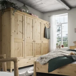 Kleiderschrank verschieden Breiten 'Jana' Kiefer massiv laugenfarbig 5-trg. 230cm