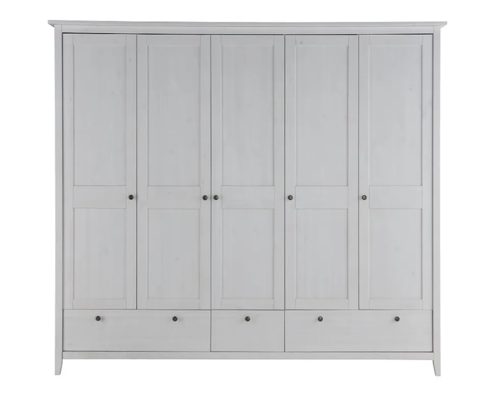 Kleiderschrank verschieden Breiten 'Jana' Kiefer massiv weiß gewachst 3-trg. 144cm