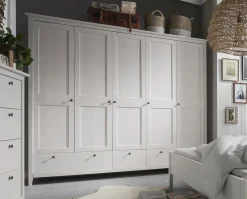Kleiderschrank verschieden Breiten 'Jana' Kiefer massiv weiß gewachst 3-trg. 144cm