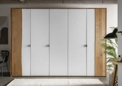 Kleiderschrank Wildeiche & Glas 'Linz' verschiedene Breiten 305cm 5-trg.