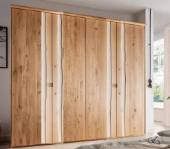 Kleiderschrank Wildeiche & Weißglas 'Bregenz' verschiedene Breiten 120cm 2-trg.