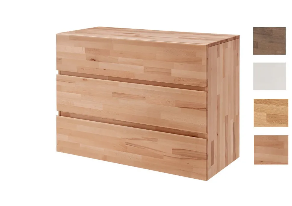 Kommode 4 Holzfarben zur Auswahl 'Grace' 100cm Massivholz Buche Mokka-farbig gebeizt