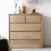 Kommode 5 SK 88x91cm 'Bedford' Eiche geölt mit Sockel oder Füße mit schwarzem Fußgestell
