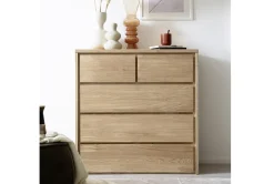 Kommode 5 SK 88x91cm 'Bedford' Eiche geölt mit Sockel oder Füße mit schwarzem Fußgestell