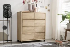 Kommode 2 Türen 2 SK 88x91cm 'Bedford' Eiche geölt mit Sockel oder Füße mit schwarzem Fußgestell