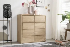 Kommode 2 Türen 2 SK 88x91cm 'Bedford' Eiche geölt mit Sockel oder Füße mit schwarzem Fußgestell