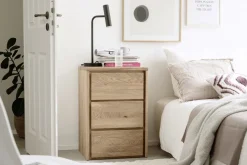 Kommode 47x70cm 'Bedford' Eiche geölt mit Sockel oder Füße mit schwarzem Fußgestell