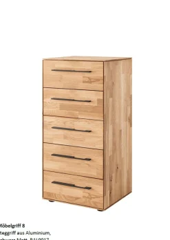 Kommode 50x103cm 3 Griffvarianten 'Watson' Wildeiche geölt Steggriff schwarz