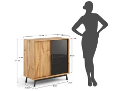 Kommode 101x101cm 'Jannik' Wildeiche massiv 2 Türen 2x Holz