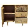 Kommode 90x80cm 'Lyn' Mangoholz mit schwarzen Ornamenten