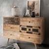Kommode 120x80cm 'Lyn' Mangoholz mit schwarzen Ornamenten