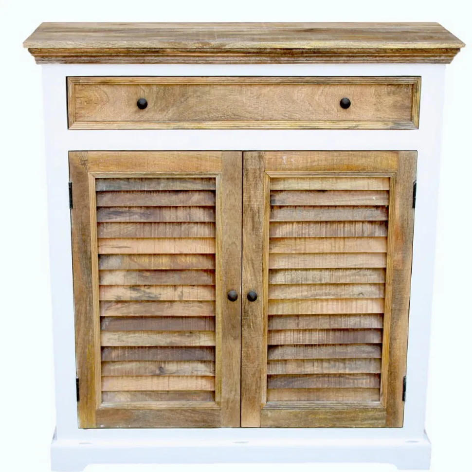 Kommode 109x111cm 'Nizza' Mango weiß natur