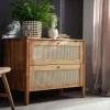 Kommode 100x76cm "Norden" Eiche & Rattangeflecht