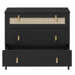 Kommode 90x80cm 'Seattle' Kiefer massiv schwarz 3 SK