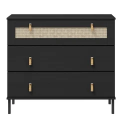 Kommode 90x80cm 'Seattle' Kiefer massiv schwarz 3 SK
