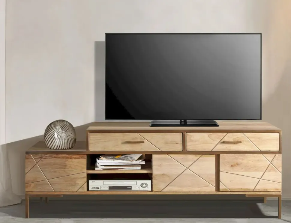 Lowboard 175x62cm 'Houston' Mango natur & goldfarbig
