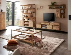 Lowboard 175x62cm 'Houston' Mango natur & goldfarbig