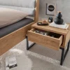 Nachttisch 55x45cm 'Kiara' Wildeiche massiv geölt & Metall schwarz