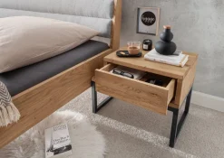 Nachttisch 55x45cm 'Kiara' Wildeiche massiv geölt & Metall schwarz