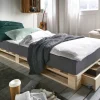 Palettenbett mit Schubkasten 90x200cm 'Finja' Kiefer massiv unbehandelt