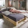 Palettenbett mit Schubkästen 140x200cm 'Finja' Kiefer massiv unbehandelt
