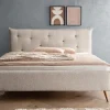 Polsterbett verschiedene Breiten 'Bordeaux II' Wildeiche Stoff beige 160x200cm
