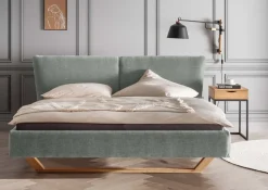 Polsterbett 180x200cm 'Monaco' Wildeiche Stoff Water-Green