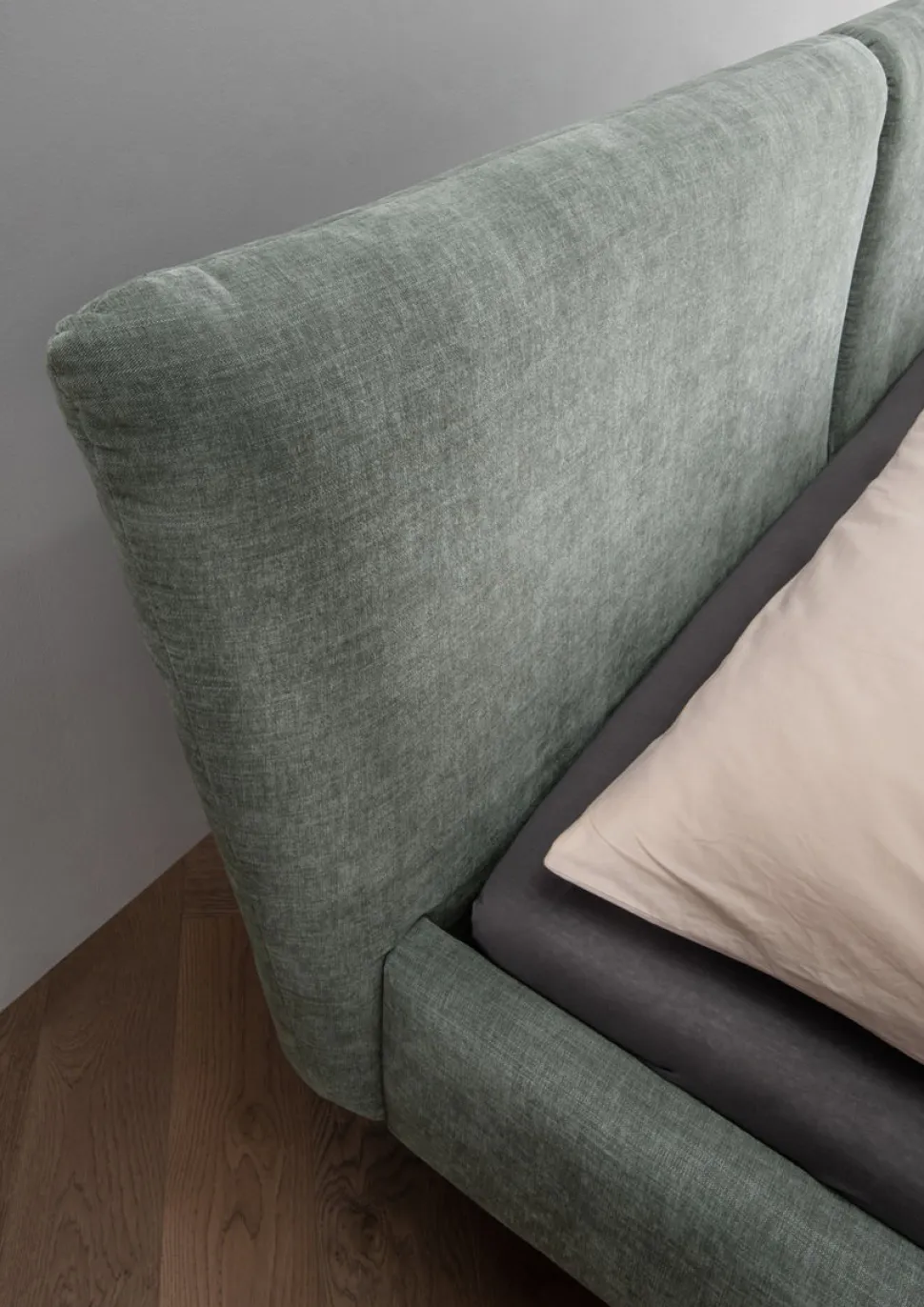 Polsterbett 180x200cm 'Monaco' Wildeiche Stoff Water-Green