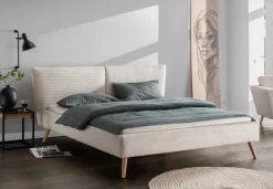 Polsterbett 200x200cm 'Monaco' Wildeiche Stoff Cord creme