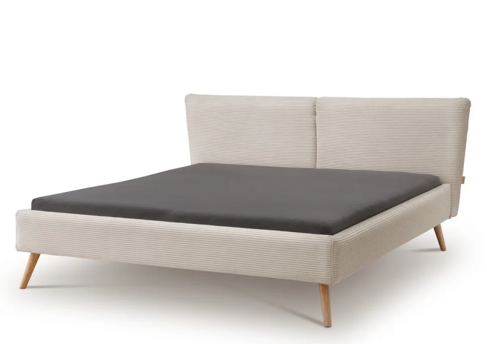 Polsterbett 140x200cm 'Monaco' Wildeiche Stoff Cord creme