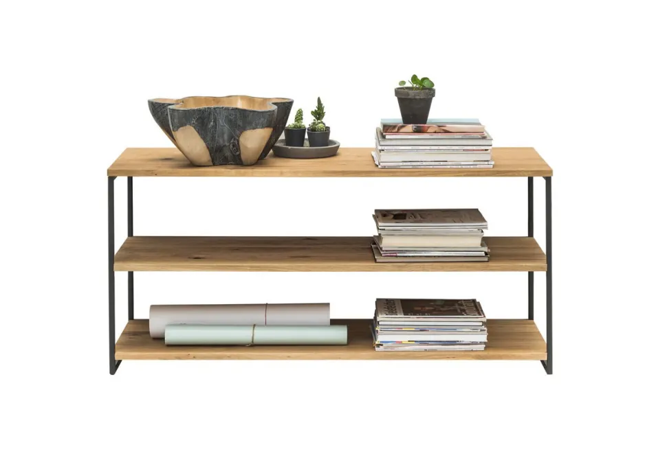 Regal 120x46cm 'Lissabon' Wildeiche Stahl schwarz