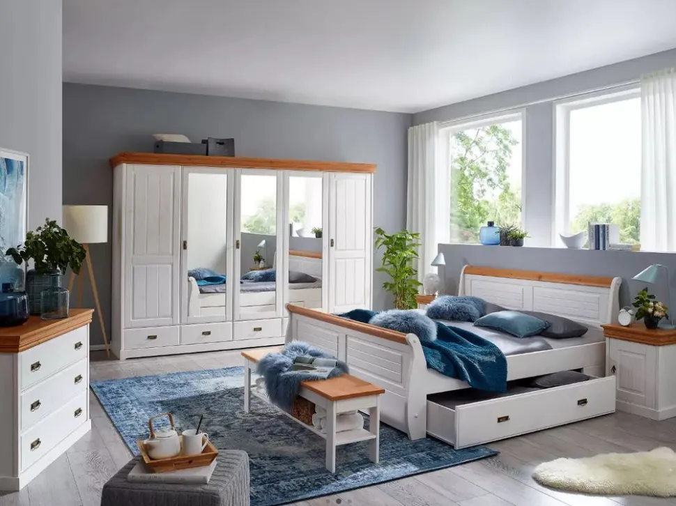 Schlafzimmer "Mailand-Honig" Kiefer weiß SZ-0132