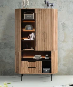 Schrank mit Beleuchtung 118cm 'Atlantic' Akazie massiv