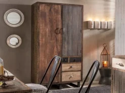 Schrank 100x195cm 'Metro' Altholz & Eisen