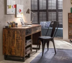 Schreibtisch 120x80cm 'Metro' Altholz & Eisen