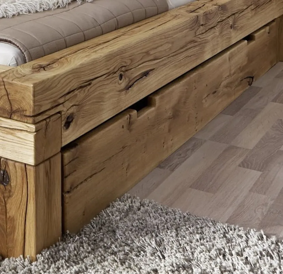 Schubkasten für Bett 140/160cm "Manuel/Daniel" Wildeiche massiv BE-0405