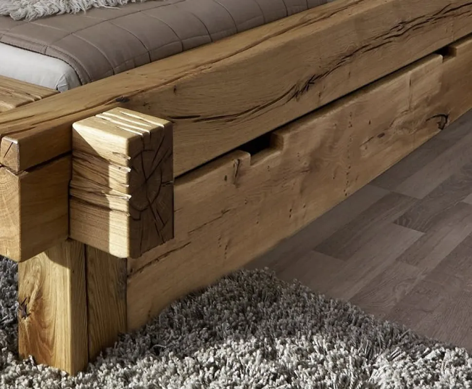 Schubkasten für Bett 140/160cm "Manuel/Daniel" Wildeiche massiv BE-0405