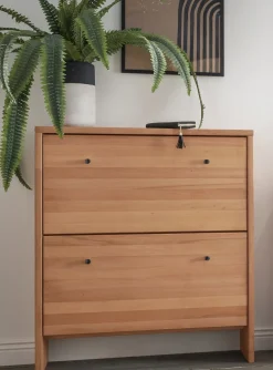 Schuhschrank 2 Klappen 82x95cm 'Stockholm' Buche massiv